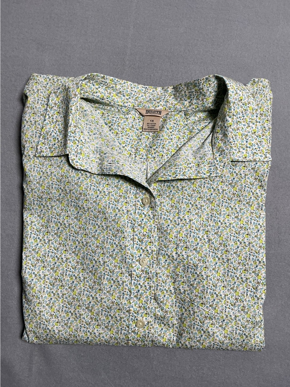 Duluth Trading Co Women’s 1X Button Down Shirt Cotton Stretch Long Sleeve